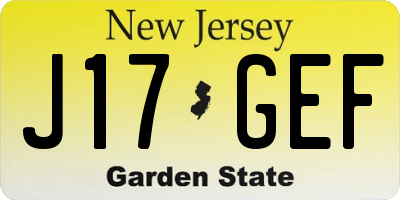 NJ license plate J17GEF