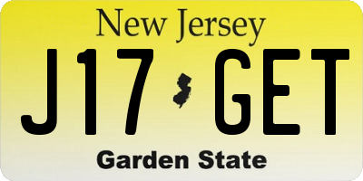 NJ license plate J17GET