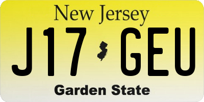NJ license plate J17GEU