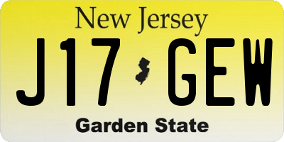 NJ license plate J17GEW