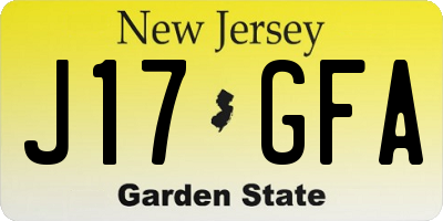 NJ license plate J17GFA