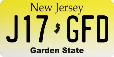 NJ license plate J17GFD