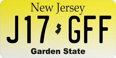 NJ license plate J17GFF