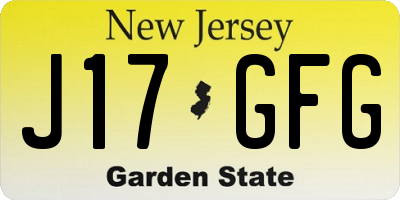 NJ license plate J17GFG