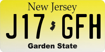 NJ license plate J17GFH