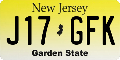 NJ license plate J17GFK