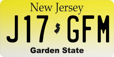 NJ license plate J17GFM