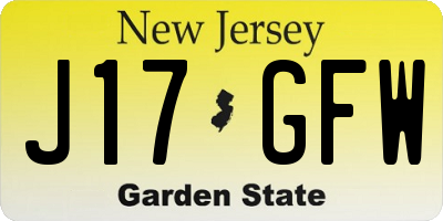 NJ license plate J17GFW