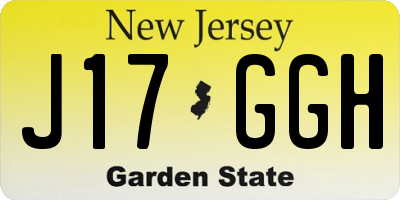 NJ license plate J17GGH