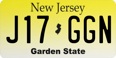 NJ license plate J17GGN