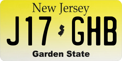 NJ license plate J17GHB