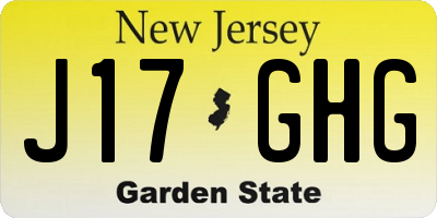 NJ license plate J17GHG