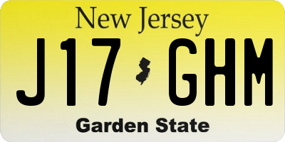 NJ license plate J17GHM