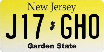NJ license plate J17GHO