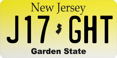NJ license plate J17GHT