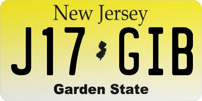NJ license plate J17GIB