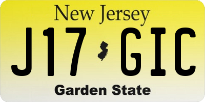 NJ license plate J17GIC