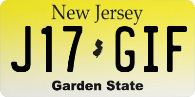 NJ license plate J17GIF
