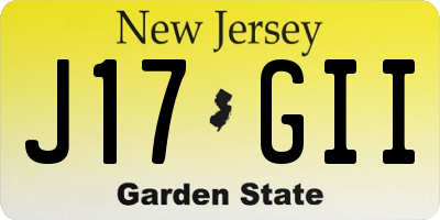 NJ license plate J17GII