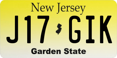 NJ license plate J17GIK