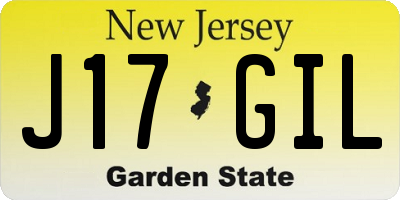 NJ license plate J17GIL