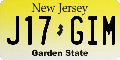 NJ license plate J17GIM