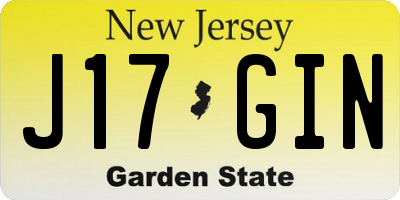 NJ license plate J17GIN