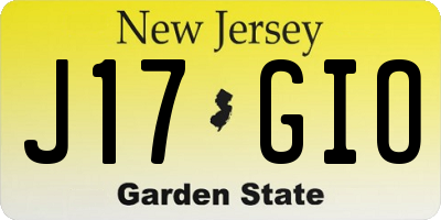 NJ license plate J17GIO