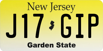 NJ license plate J17GIP