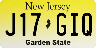 NJ license plate J17GIQ