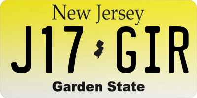 NJ license plate J17GIR