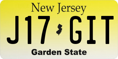 NJ license plate J17GIT