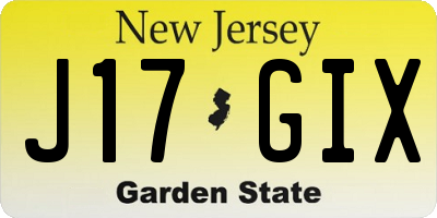 NJ license plate J17GIX