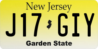NJ license plate J17GIY