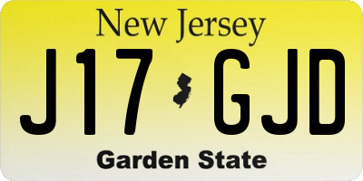 NJ license plate J17GJD