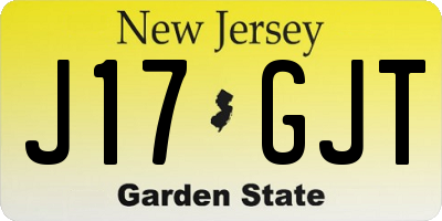 NJ license plate J17GJT