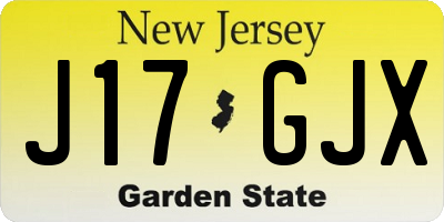 NJ license plate J17GJX