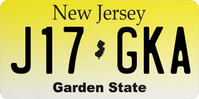 NJ license plate J17GKA