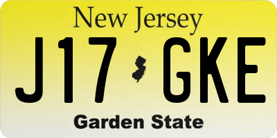 NJ license plate J17GKE
