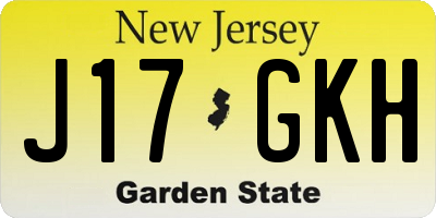 NJ license plate J17GKH