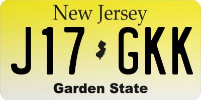 NJ license plate J17GKK