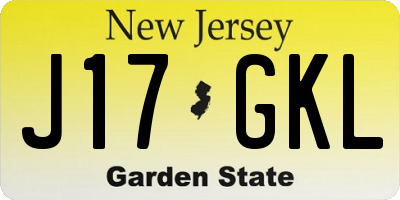 NJ license plate J17GKL