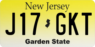 NJ license plate J17GKT