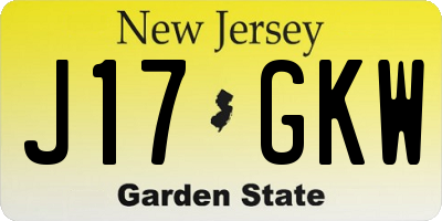 NJ license plate J17GKW