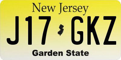 NJ license plate J17GKZ