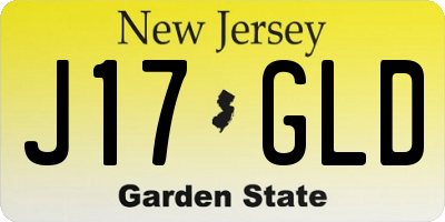 NJ license plate J17GLD