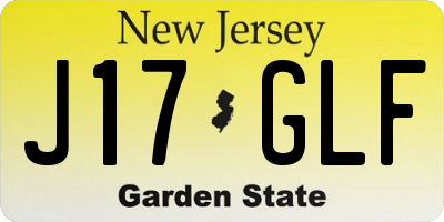 NJ license plate J17GLF