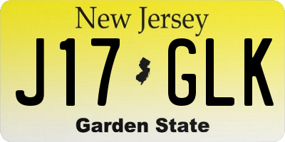 NJ license plate J17GLK