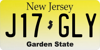 NJ license plate J17GLY