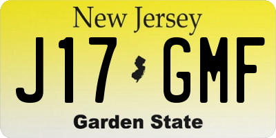 NJ license plate J17GMF